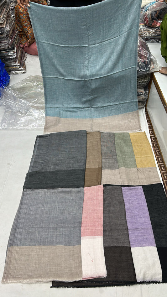 Pashloom™ dual shade strips Fine wool unisex Stole