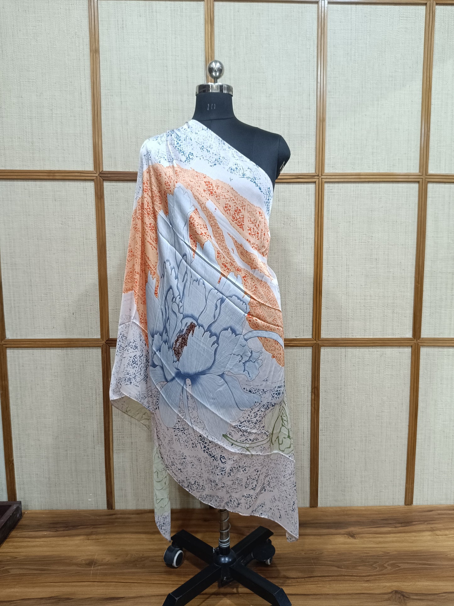 Pashloom silver, blue, peach, gold silk scarves for premium gifting, product image 2