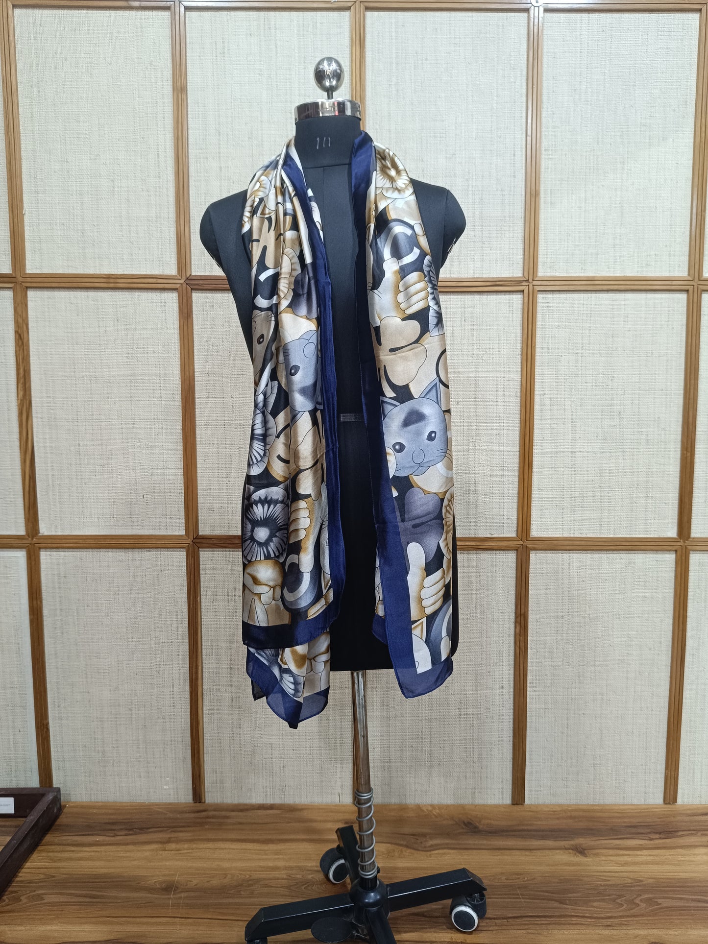 Pashloom black, blue, peach, gold silk scarves for premium gifting, product image 4