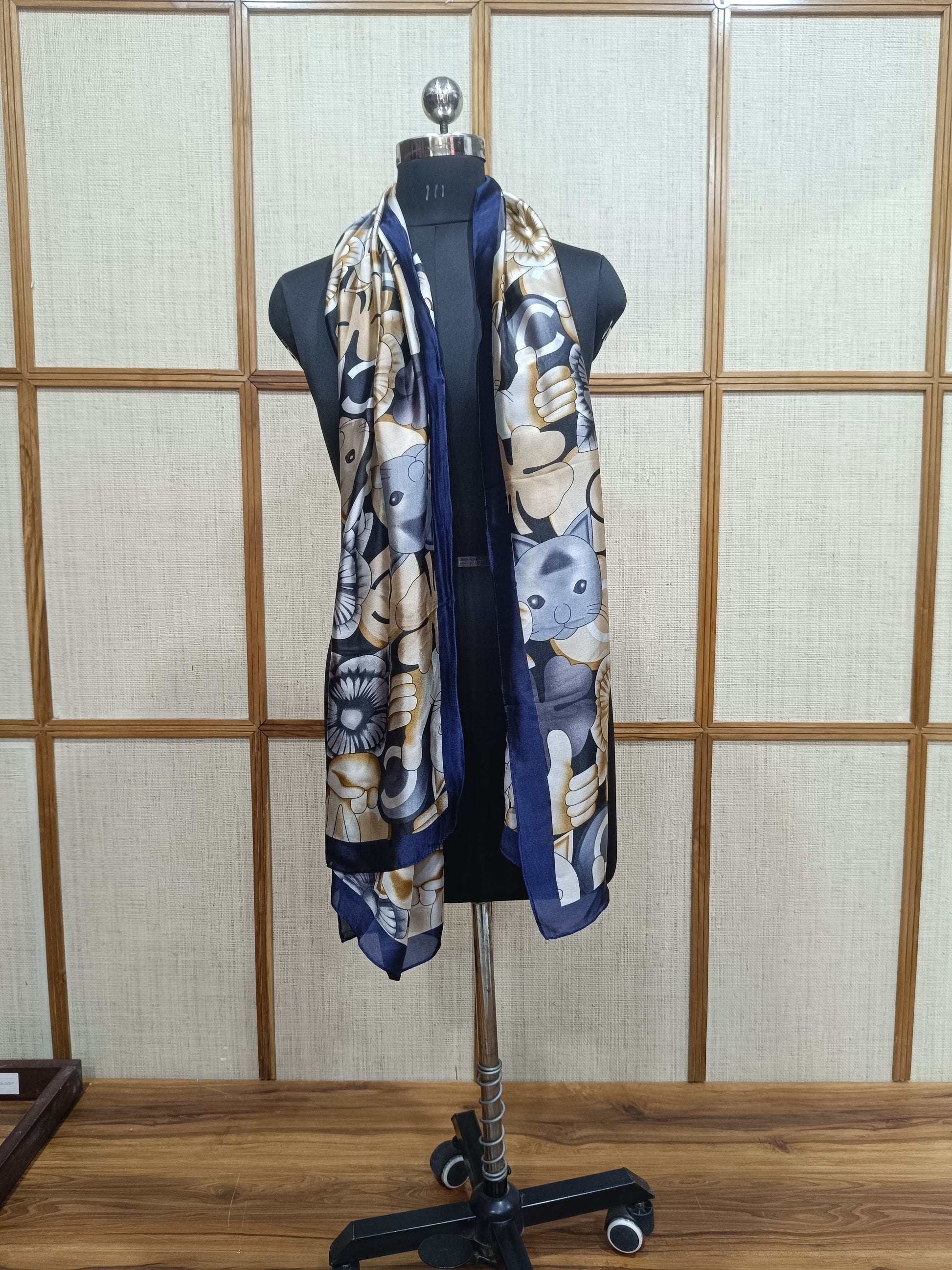 Pashloom black, blue, peach, gold silk scarves for premium gifting, product image 4