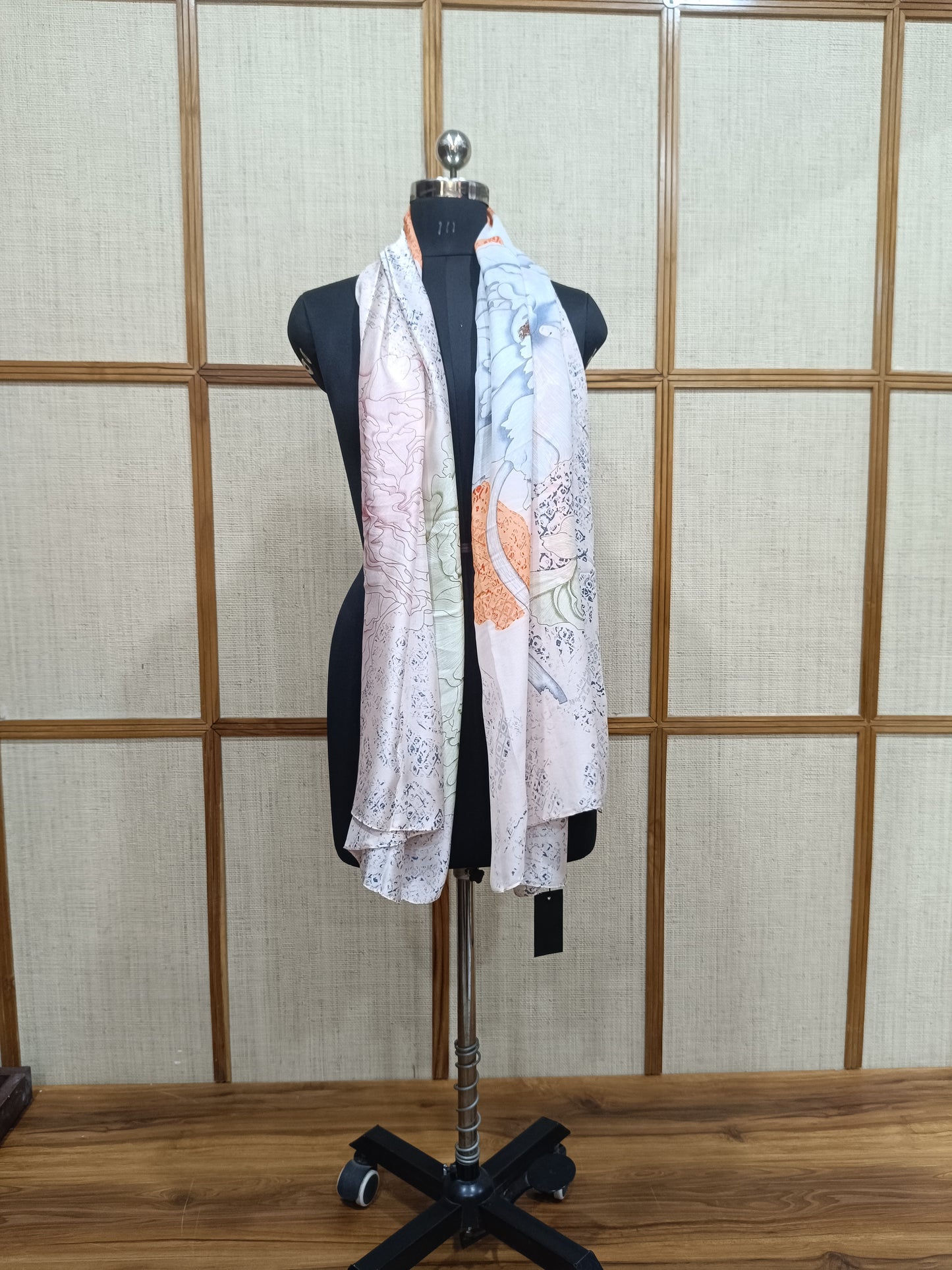 Pashloom silver, blue, peach, gold silk scarves for premium gifting, product image 4
