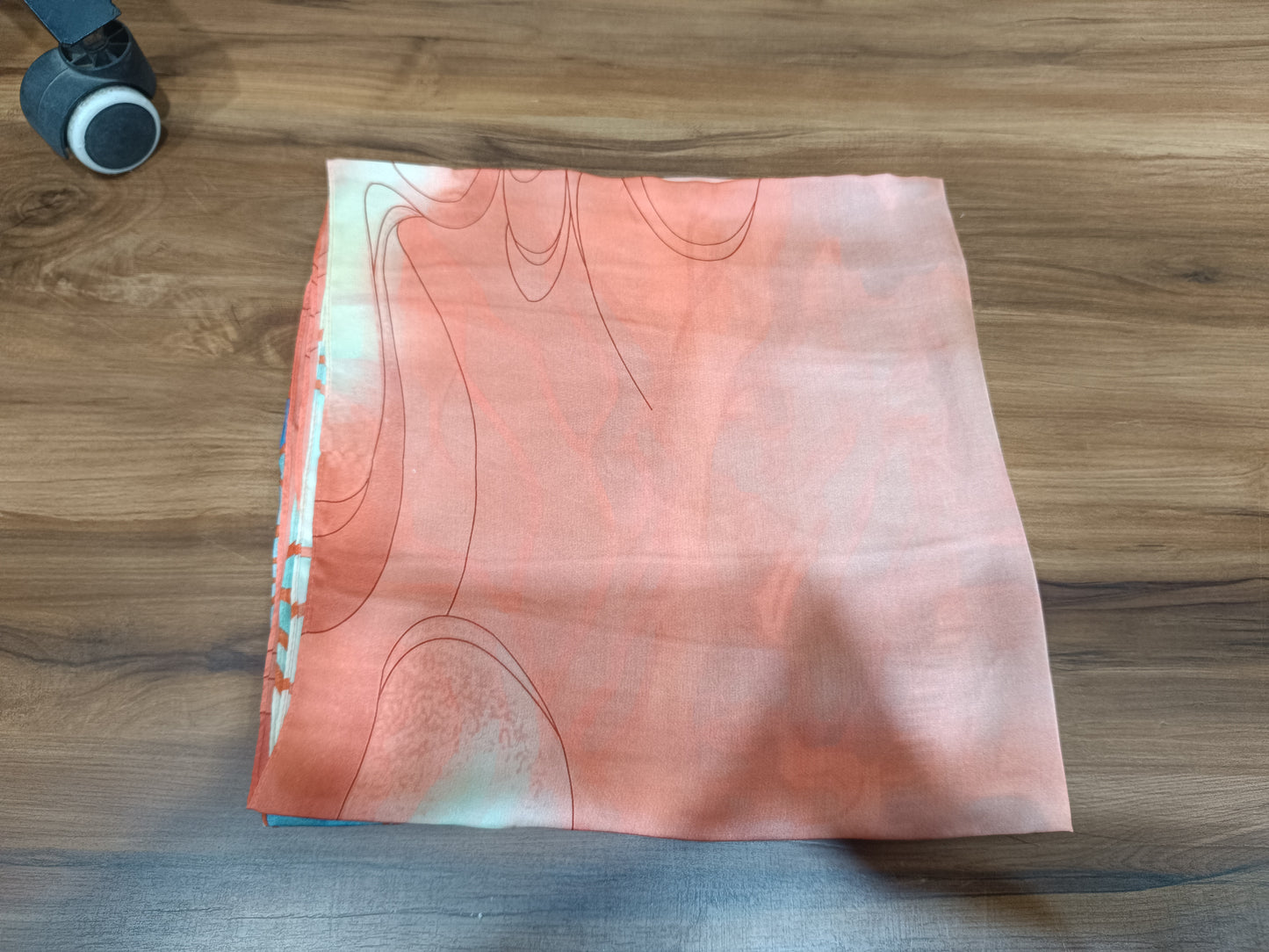 Pashloom peach, mid sea blue, blue, gold silk scarves for premium gifting, product image 5