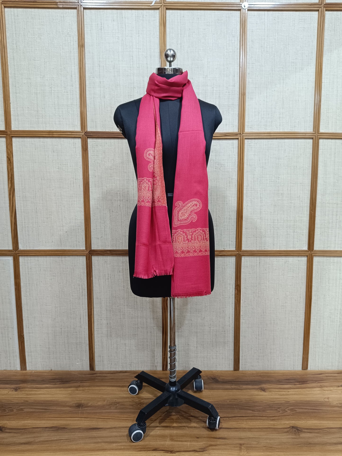 Pashloom red, black, hot pink, cream semi wool couple shawl set for wedding and festive gifting, product image 8
