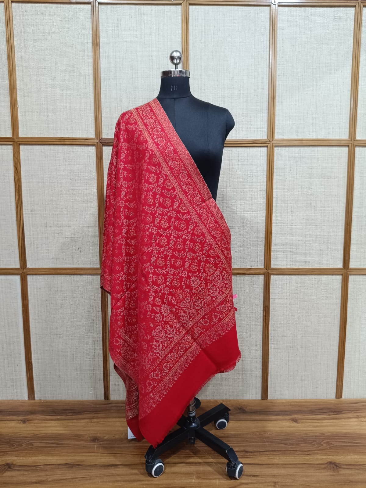 Pashloom hot pink, red, silver, gray semi wool couple stole set for wedding and festive gifting, product image 9