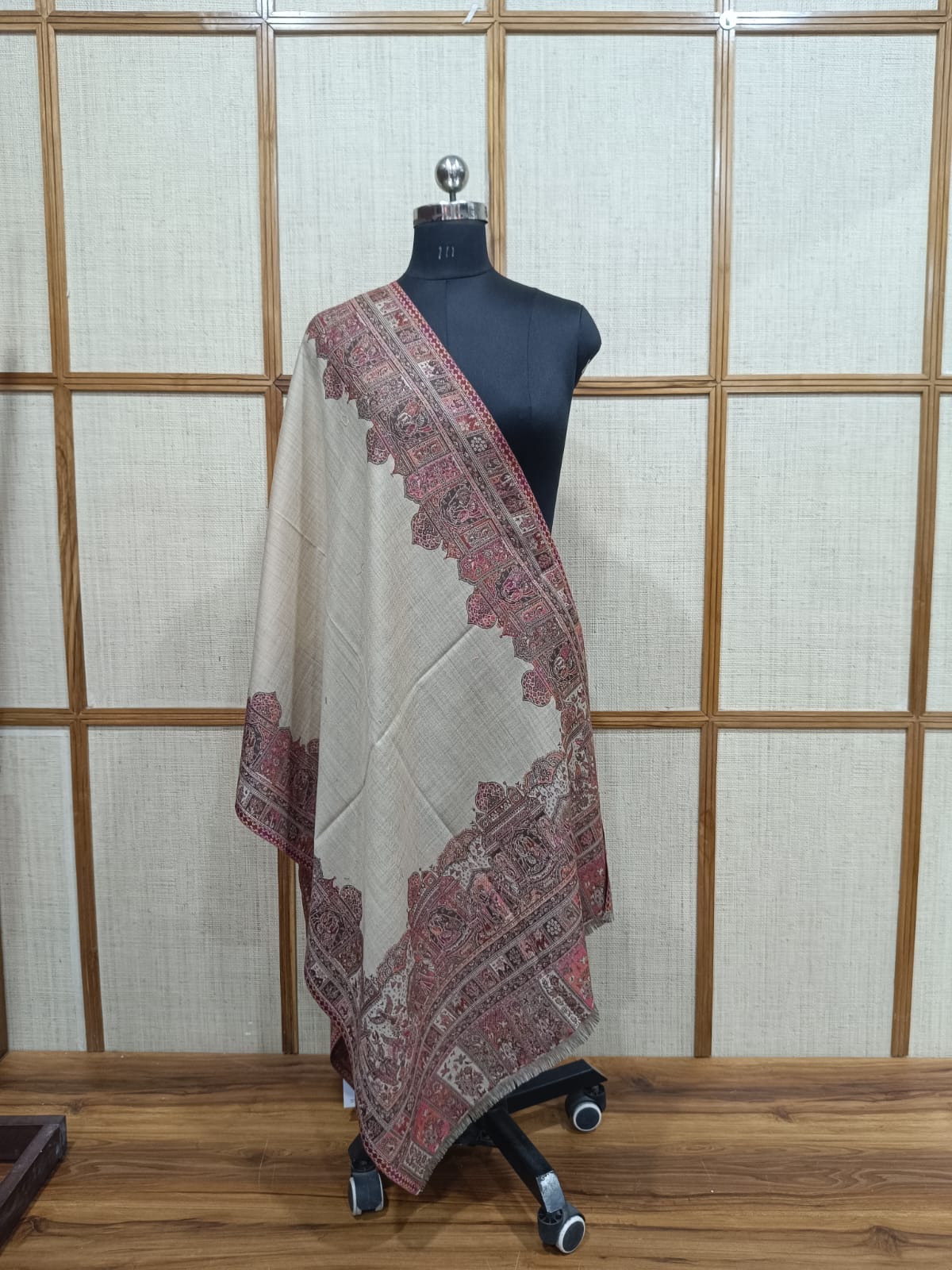Pashloom hot pink, red, silver, gray semi wool couple stole set for wedding and festive gifting, product image 4