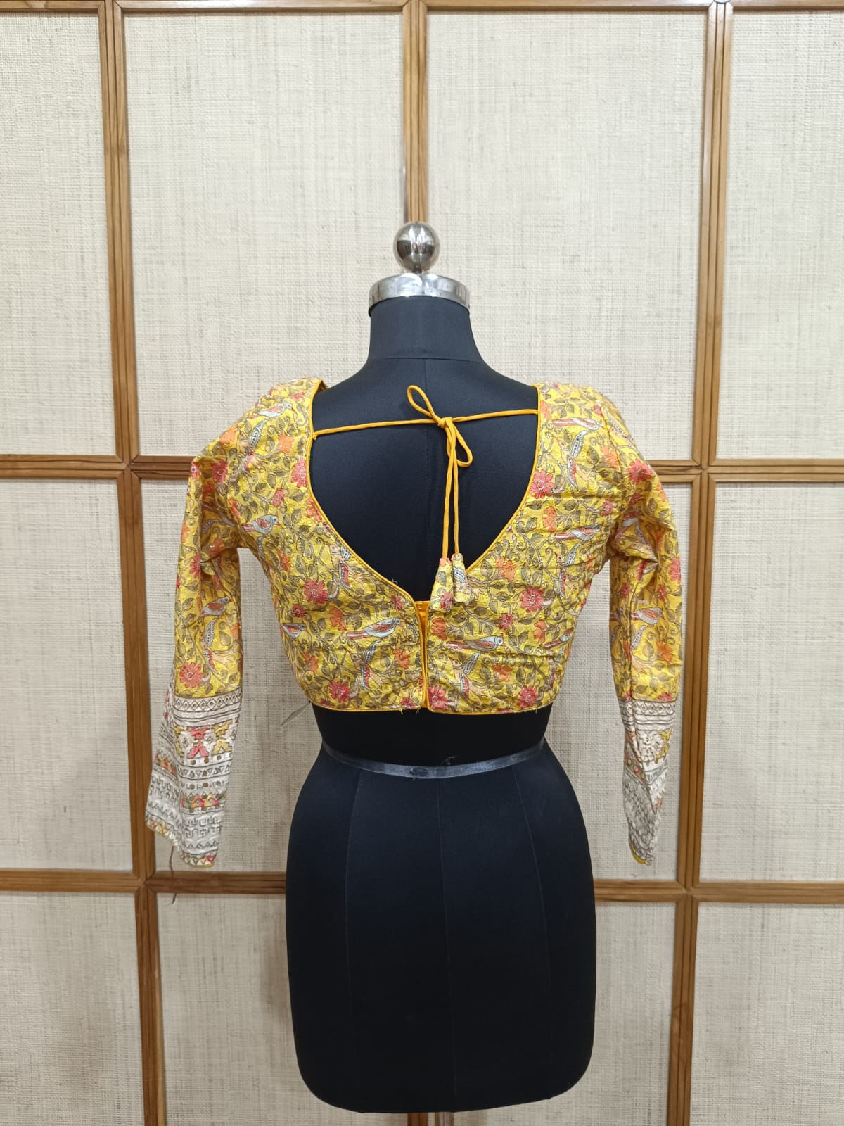 Pashloom™ Lemon Yellow Kota Doria Blouse | Floral Full-Sleeve Edit