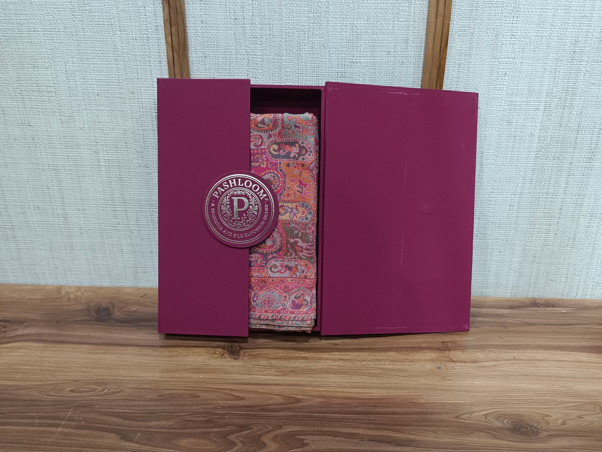 Pashloom blue, grey, hot pink, pink wool couple shawl set for wedding and festive gifting, product image 1