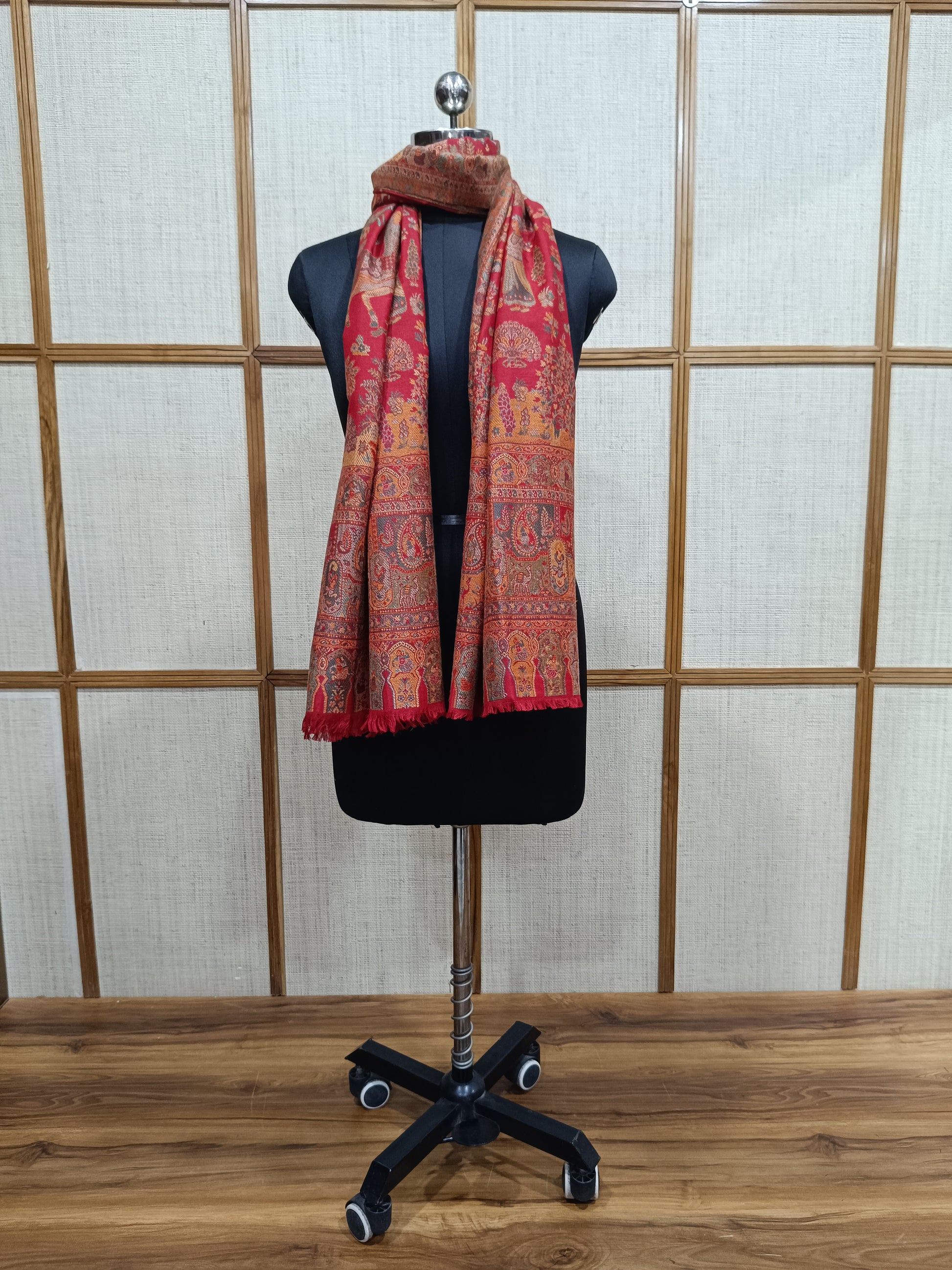 Pashloom mustard, red wool couple shawl set for wedding and festive gifting, product image 4