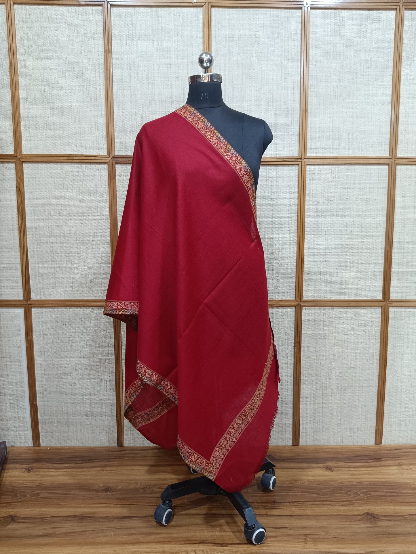 Pashloom hot pink, red semi wool couple stole set for wedding and festive gifting, product image 9