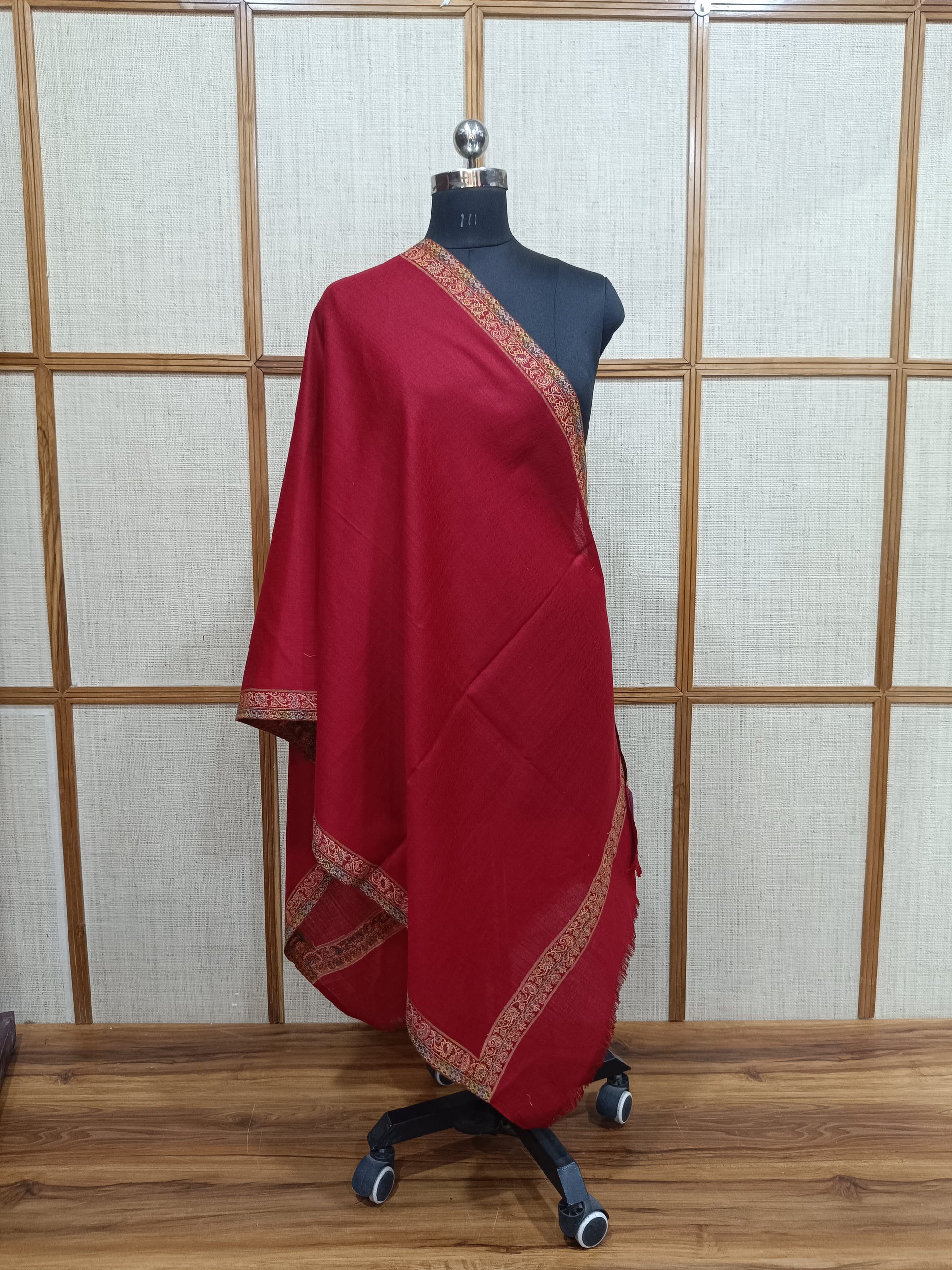 Pashloom hot pink, red semi wool couple stole set for wedding and festive gifting, product image 9