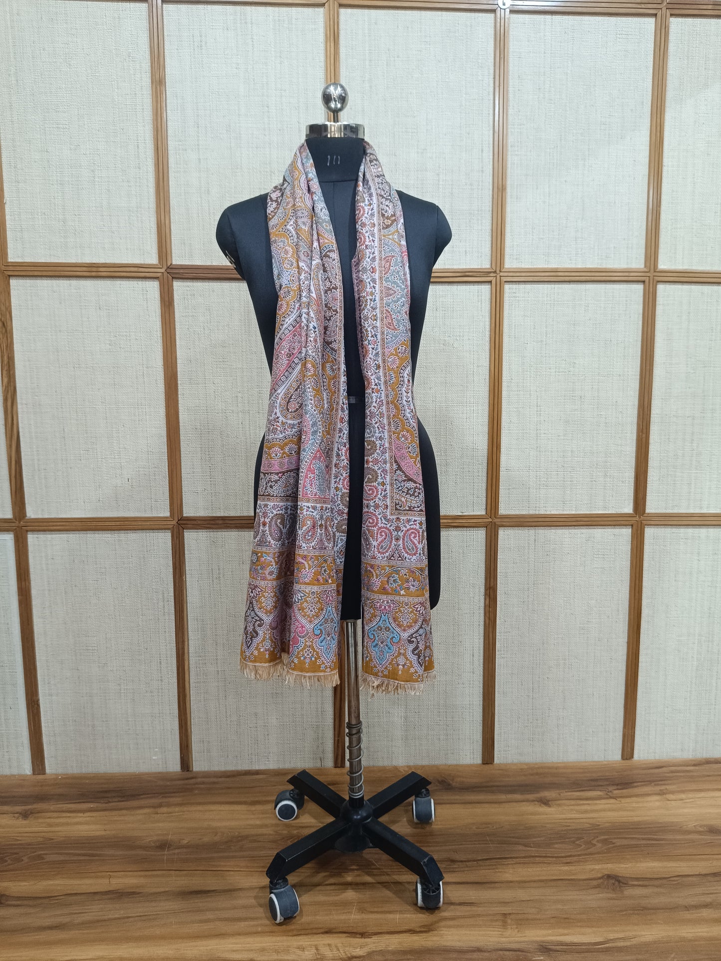 Pashloom multicolor, mustard, grey, white wool stole for wedding gifting, product image 3