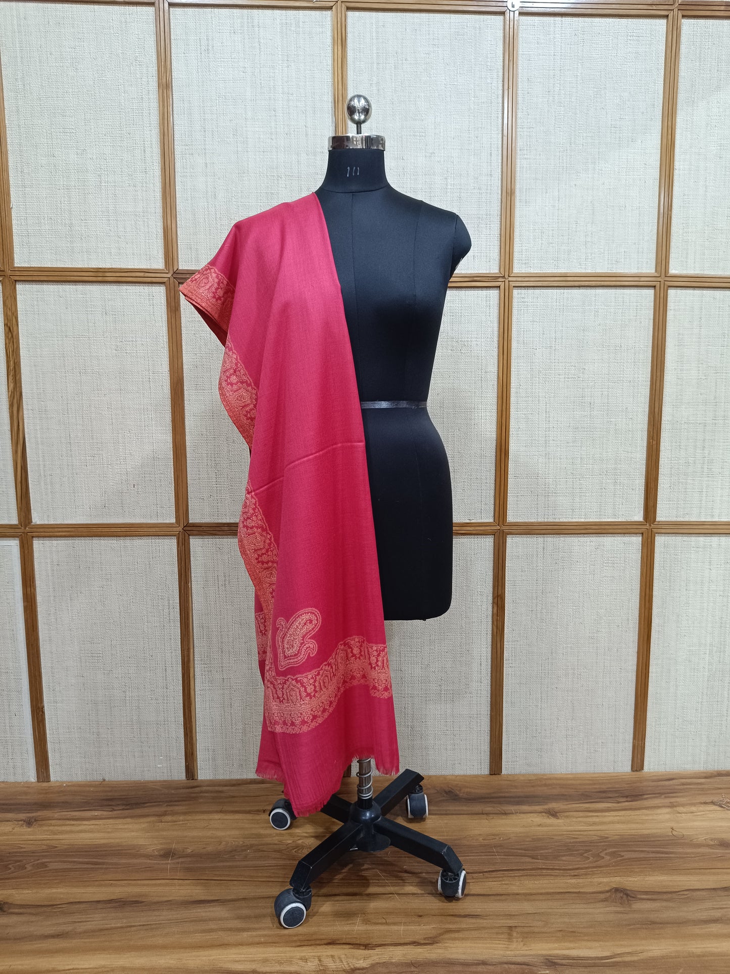 Pashloom red, black, hot pink, cream semi wool couple shawl set for wedding and festive gifting, product image 6