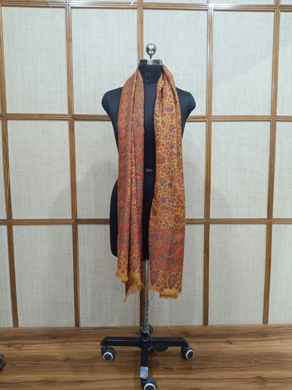 Pashloom red, mustard semi wool couple stole set for wedding and festive gifting, product image 6